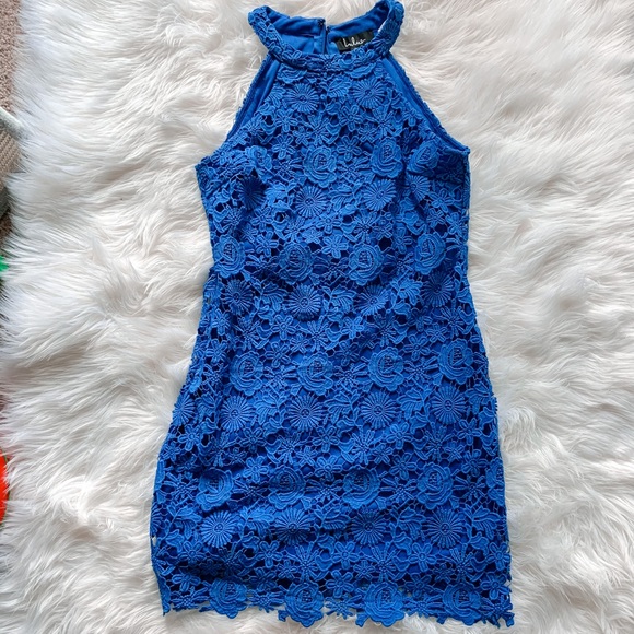 LULUS BLUE LACE MINI DRESS SIZE S - Picture 3 of 5